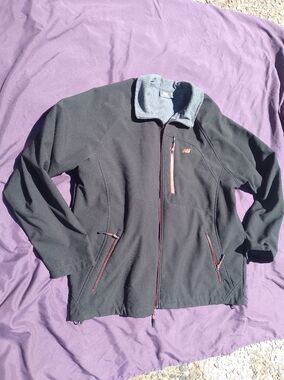 New Balance Men's Black Softshell Performance Jacket with Orange Accents